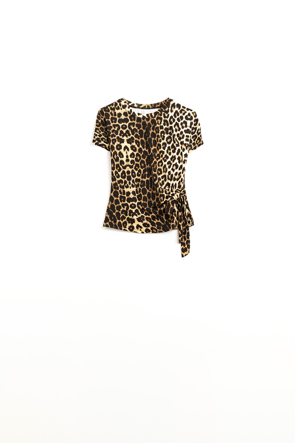 Camiseta de Spandex con estampado de leopardo y detalle de lazo