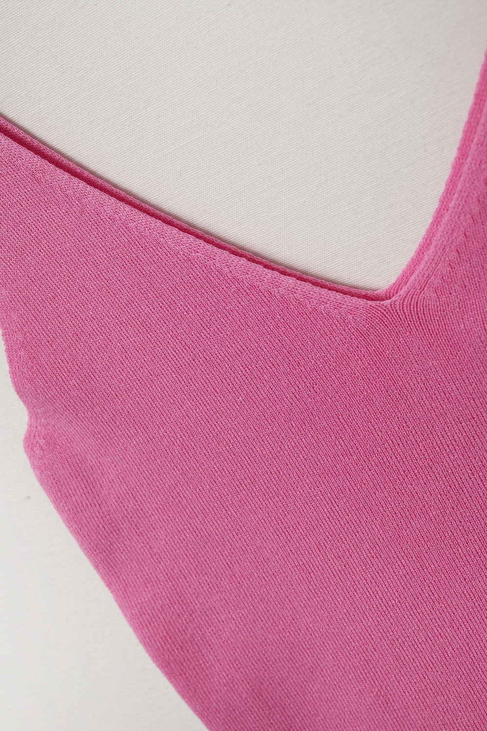 Camiseta de Tirantes de Punto Acanalado en Fucsia