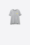 Camiseta gris lavada con gráfico de limón hecha en Italia