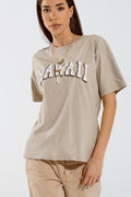 Camiseta Hawaii Efecto Lavado Beige