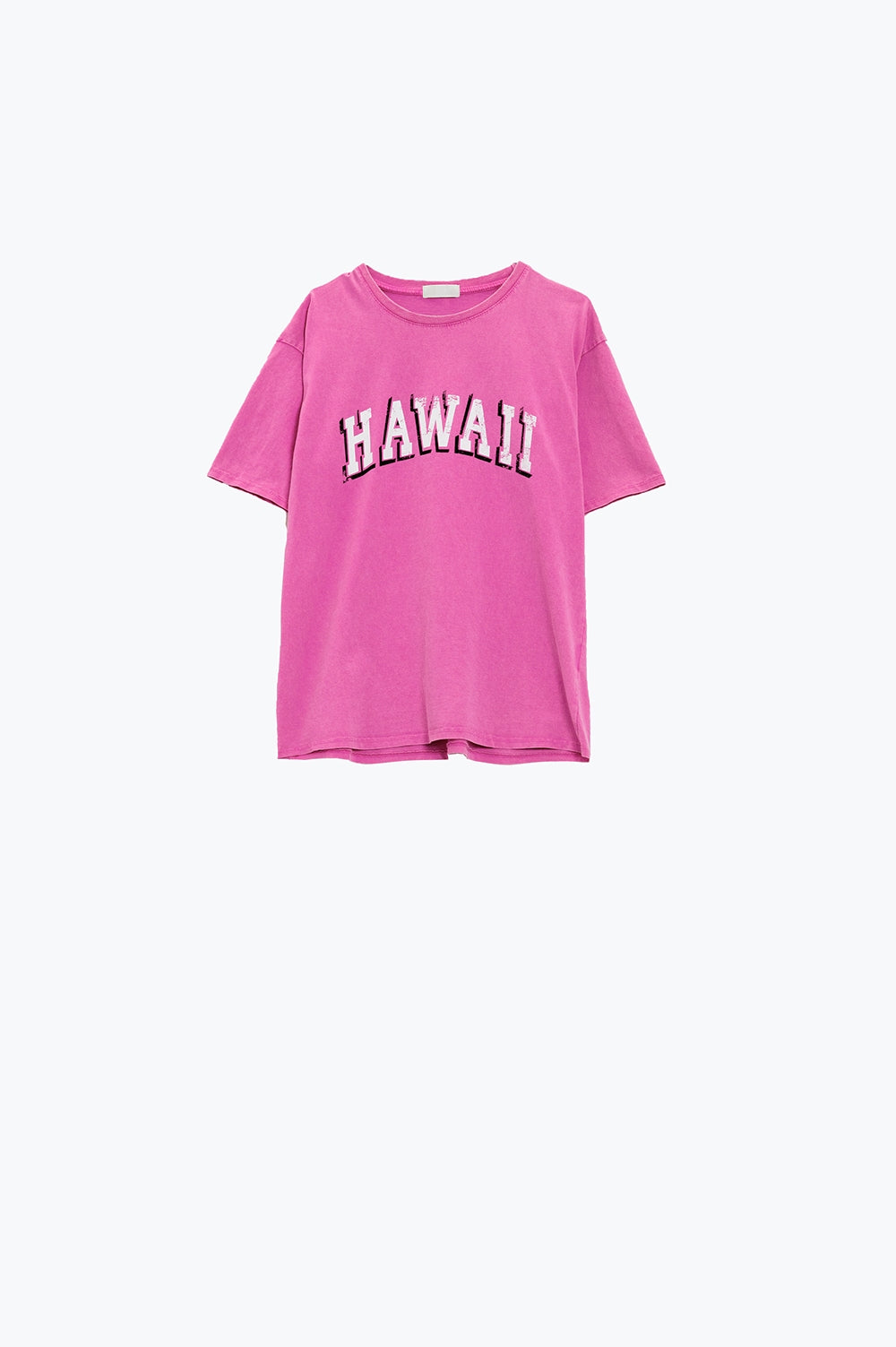 Camiseta Hawaii Efecto Lavado En Fuschia