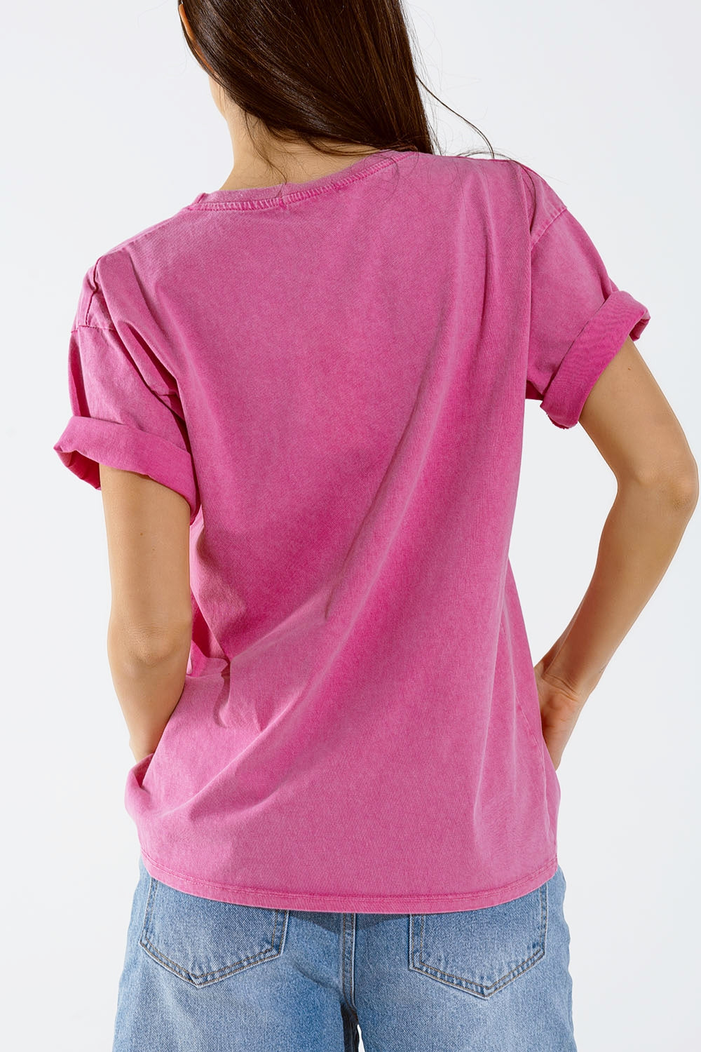 Camiseta Hawaii Efecto Lavado En Fuschia
