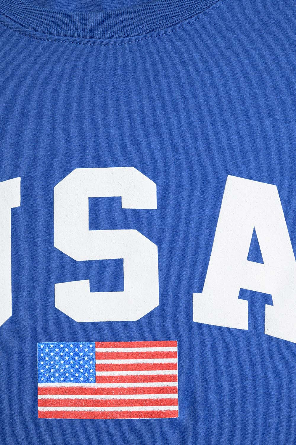 Camiseta larga holgada azul con logotipo de USA