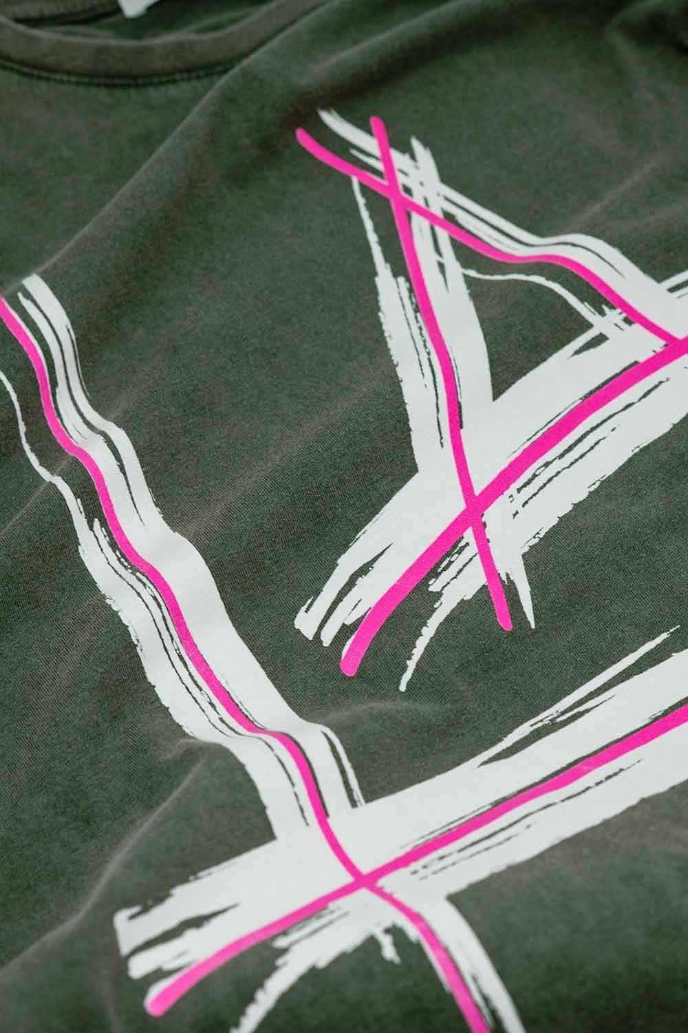 Camiseta oversize gris Estampados LA Los Angeles Los Angeles en rosa y blanco