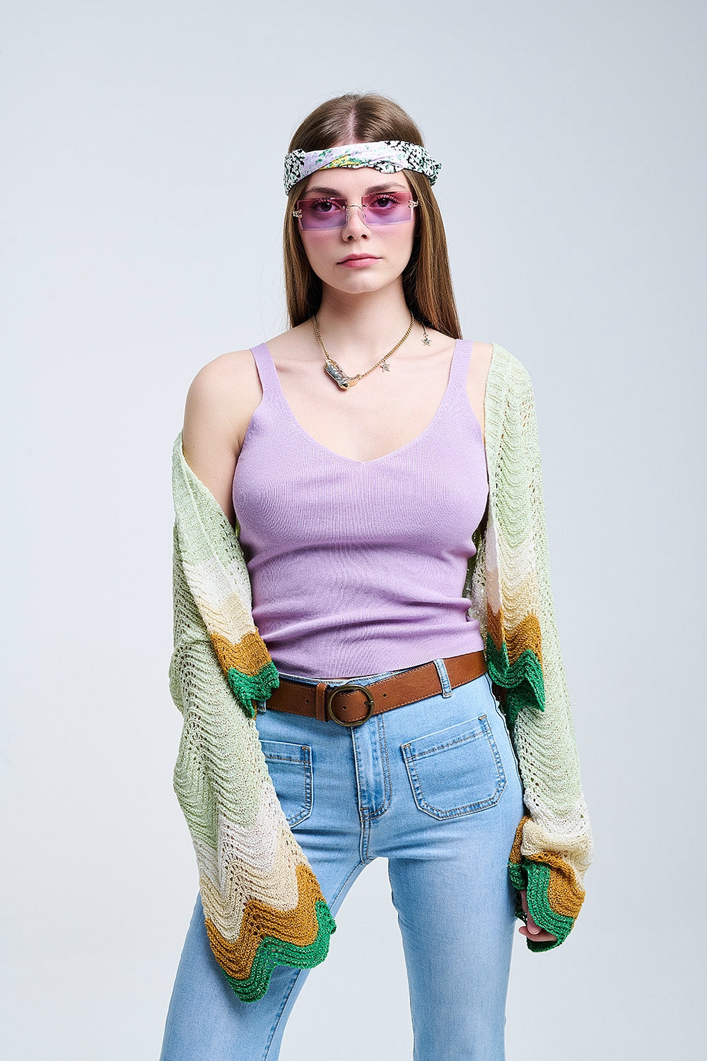 Camiseta sin Mangas de Canalé Cómoda en Púrpura