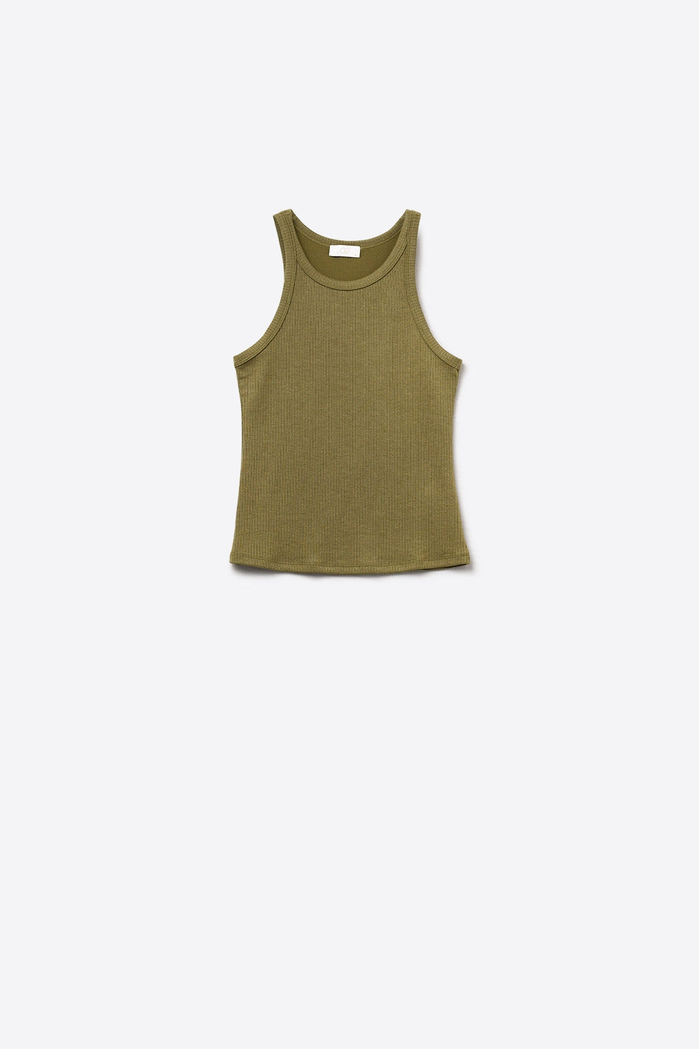 Camiseta Caqui ajustada con escote redondo y tirantes