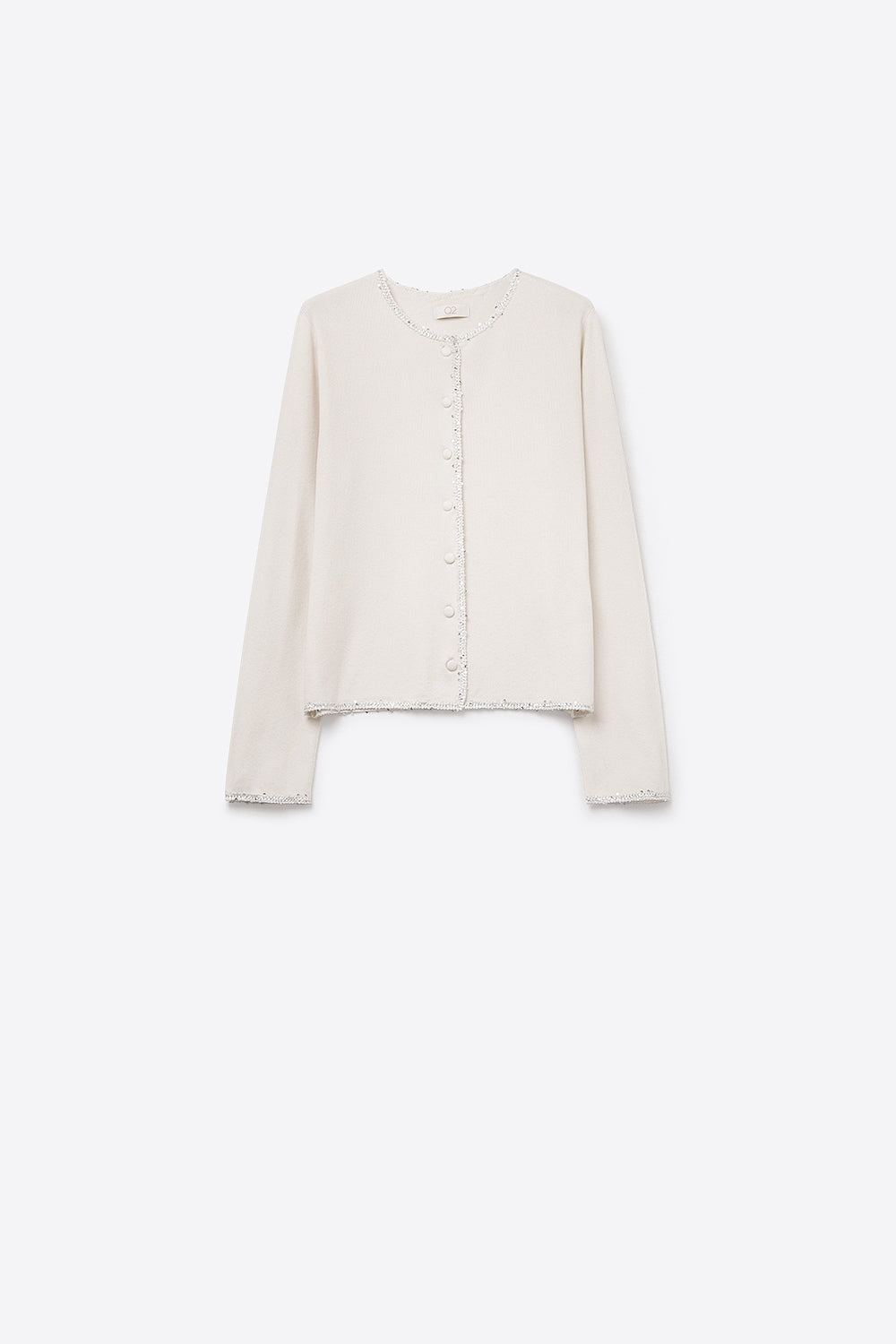 Cárdigan blanco de punto fino con detalle de strass