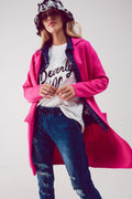 Cardigan extra grande en fucsia con solapas