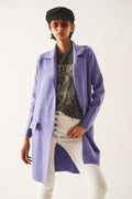 Cardigan extra grande en morado con solapas