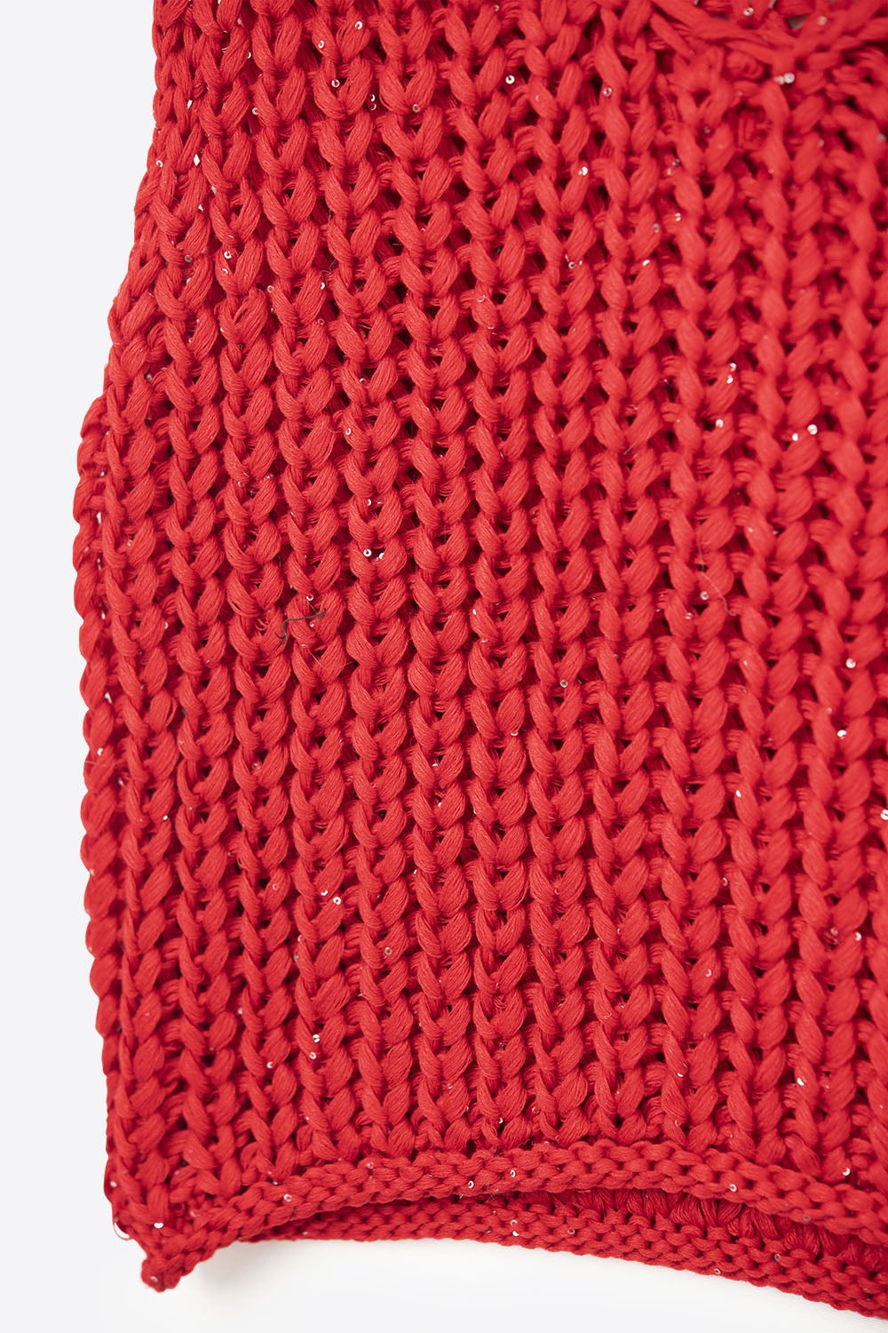 Chaleco Crochet Rojo Con Hilo De Lentejuelas