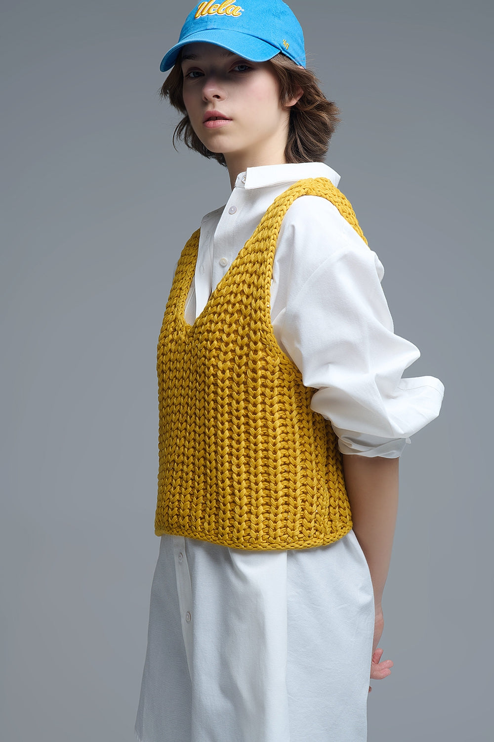 Chaleco Amarillo Con Hilo De Lentejuelas