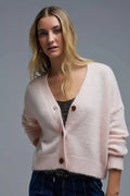 Q2 Chaqueta abotonada de punto esponjoso en rosa bebe