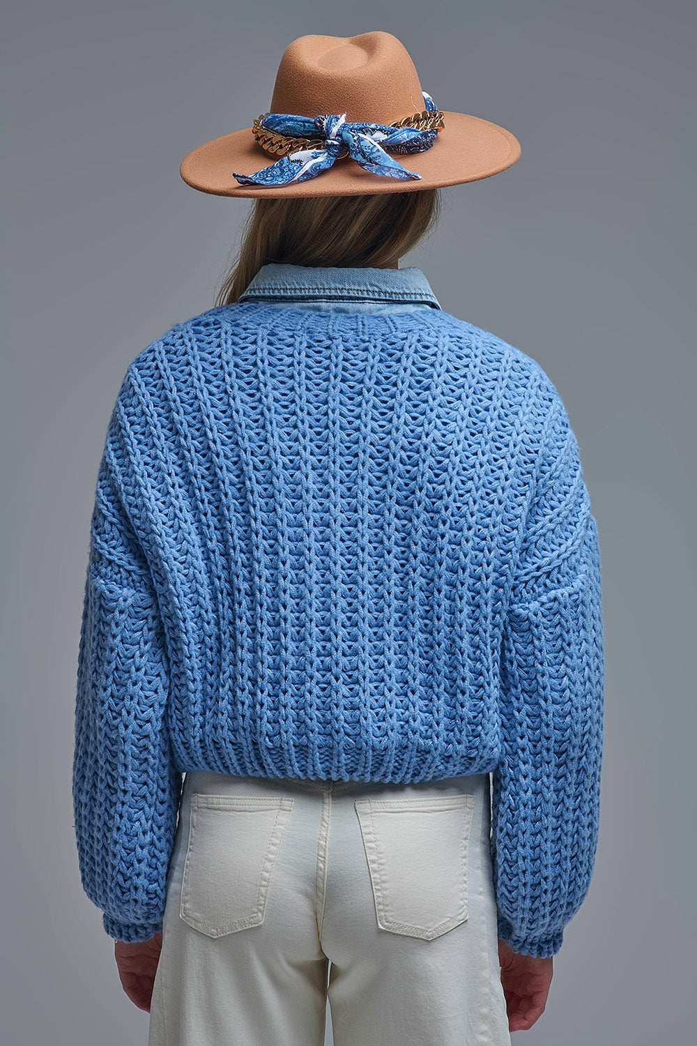 Chaqueta de punto abierto Chunky Cardigan En azul