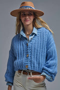 Chaqueta de punto abierto Chunky Cardigan En azul