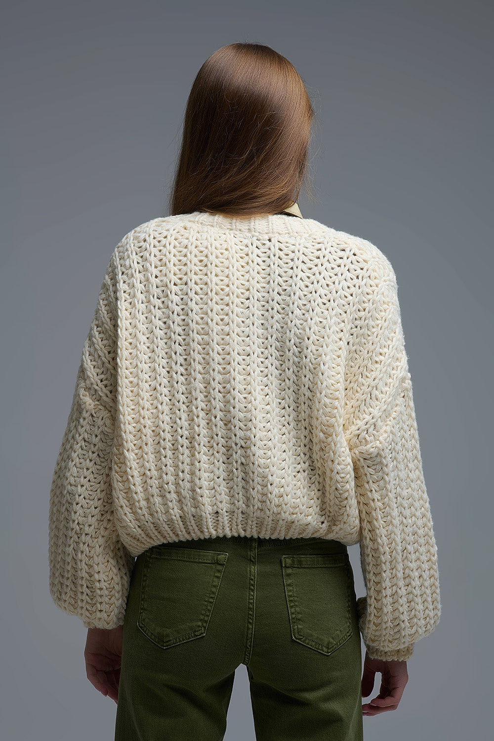 Chaqueta de punto grueso en beige