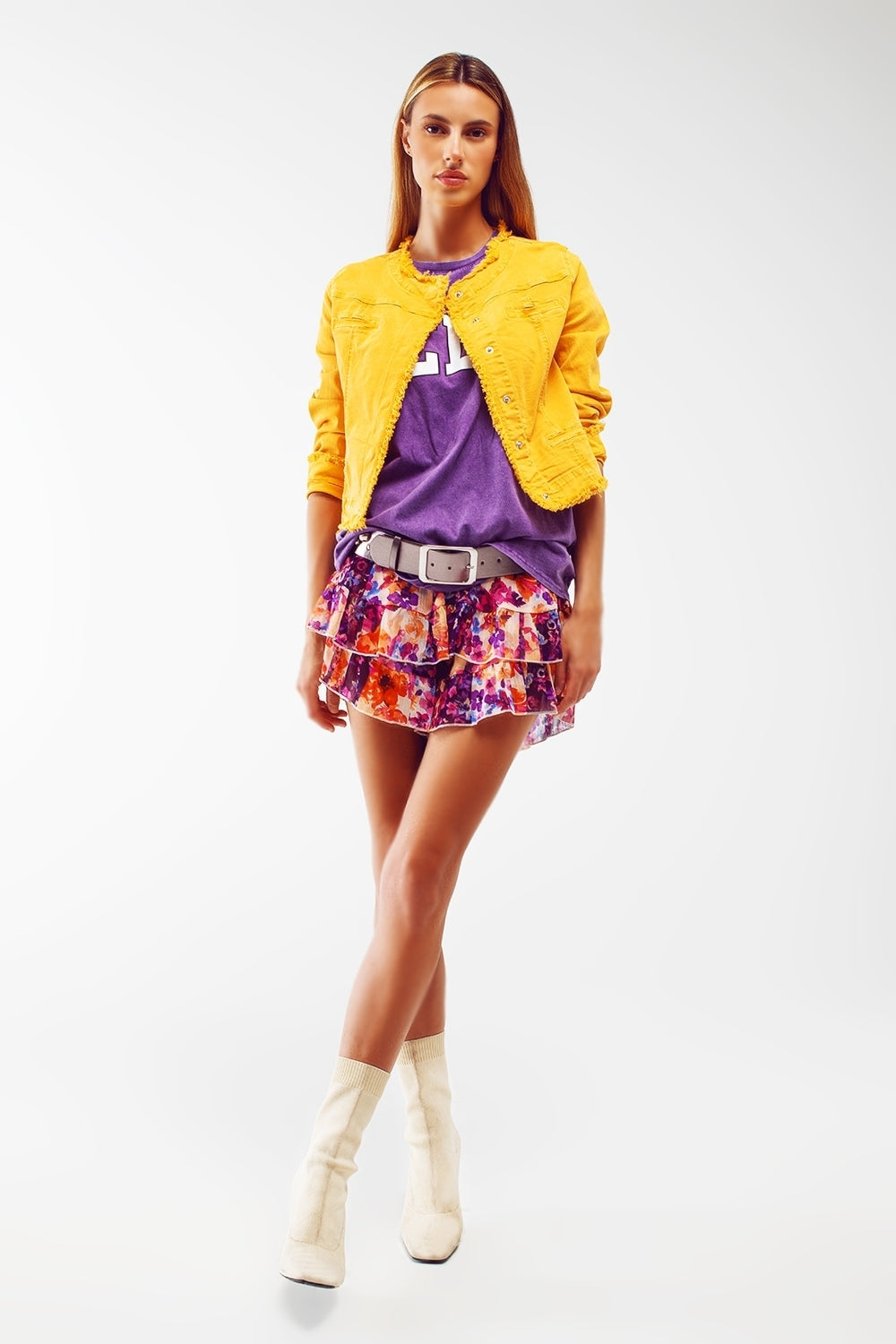 Chaqueta vaquera Frayed Ends en amarillo