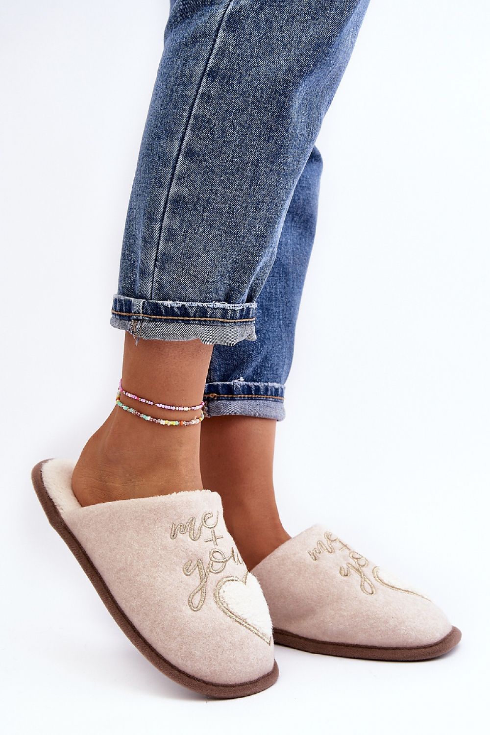 Slippers "Me&You" en color crema - Dulce calidez