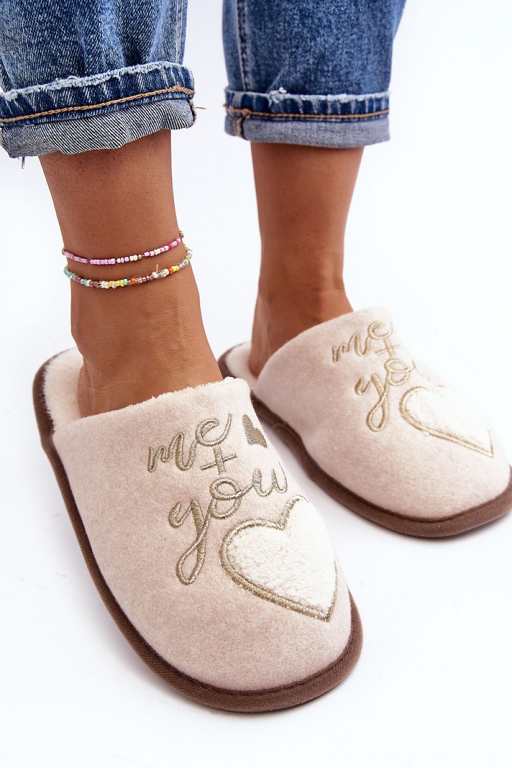 Slippers "Me&You" en color crema - Dulce calidez