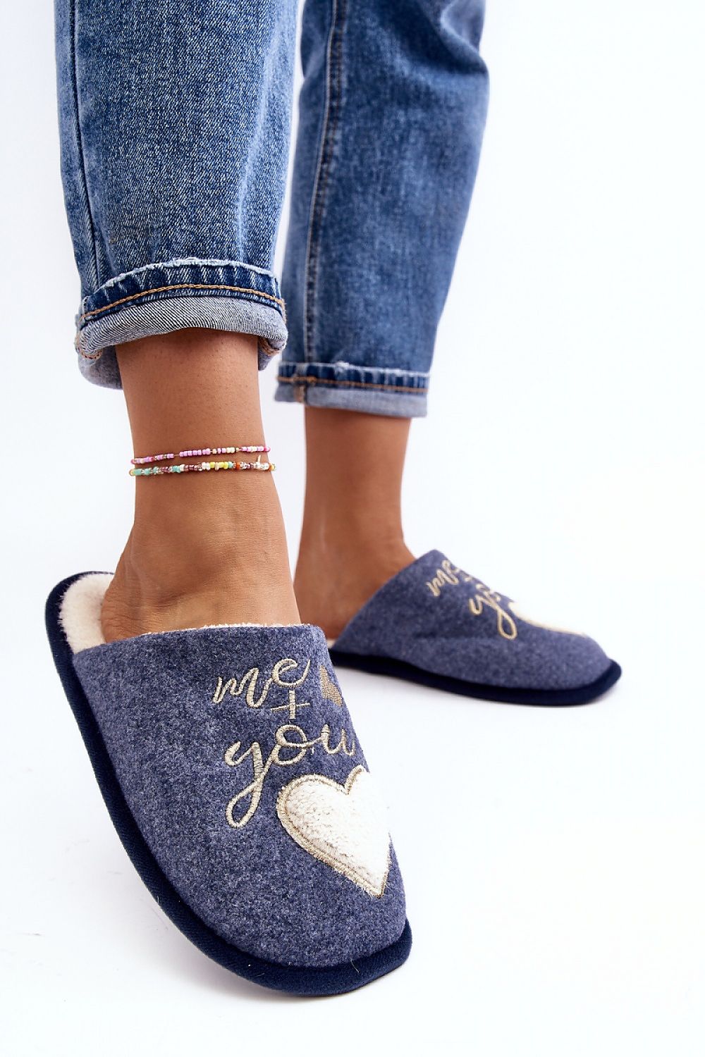 Slippers "Me&You" en color azul marino - Comodidad y Calidez