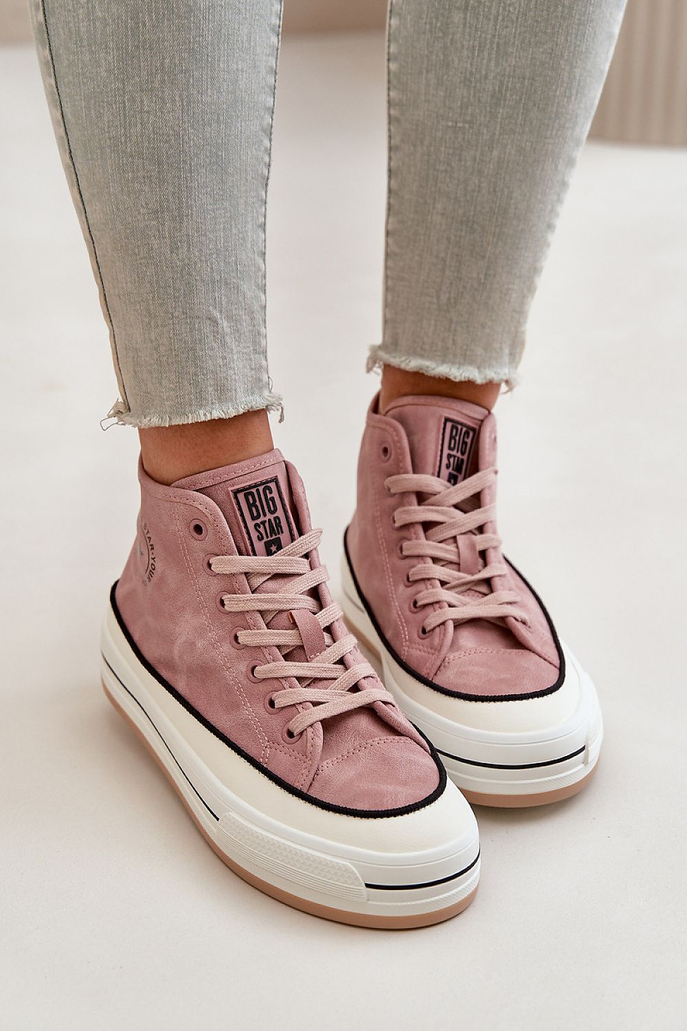 Sneakers Big Star en tono rosa efecto terciopelo