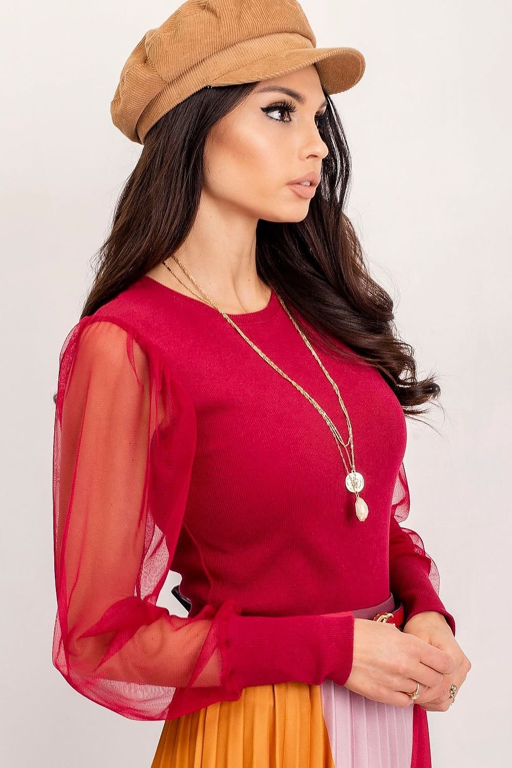 Blusa Mangas Transparentes Roja