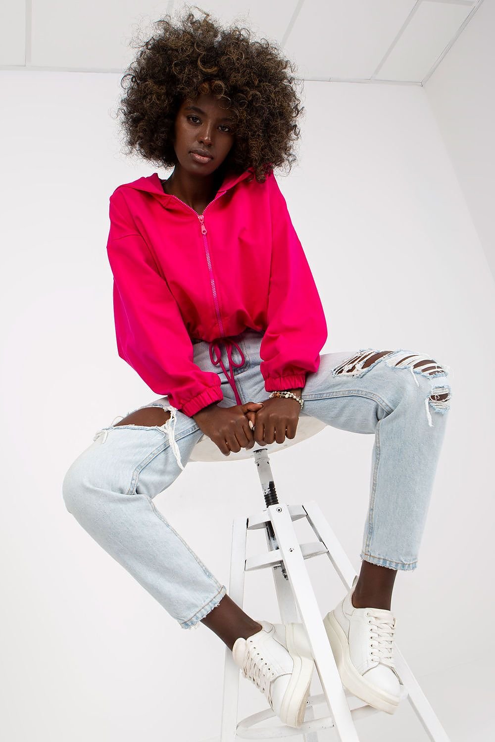 Sudadera Fucsia Mujer con Cremallera