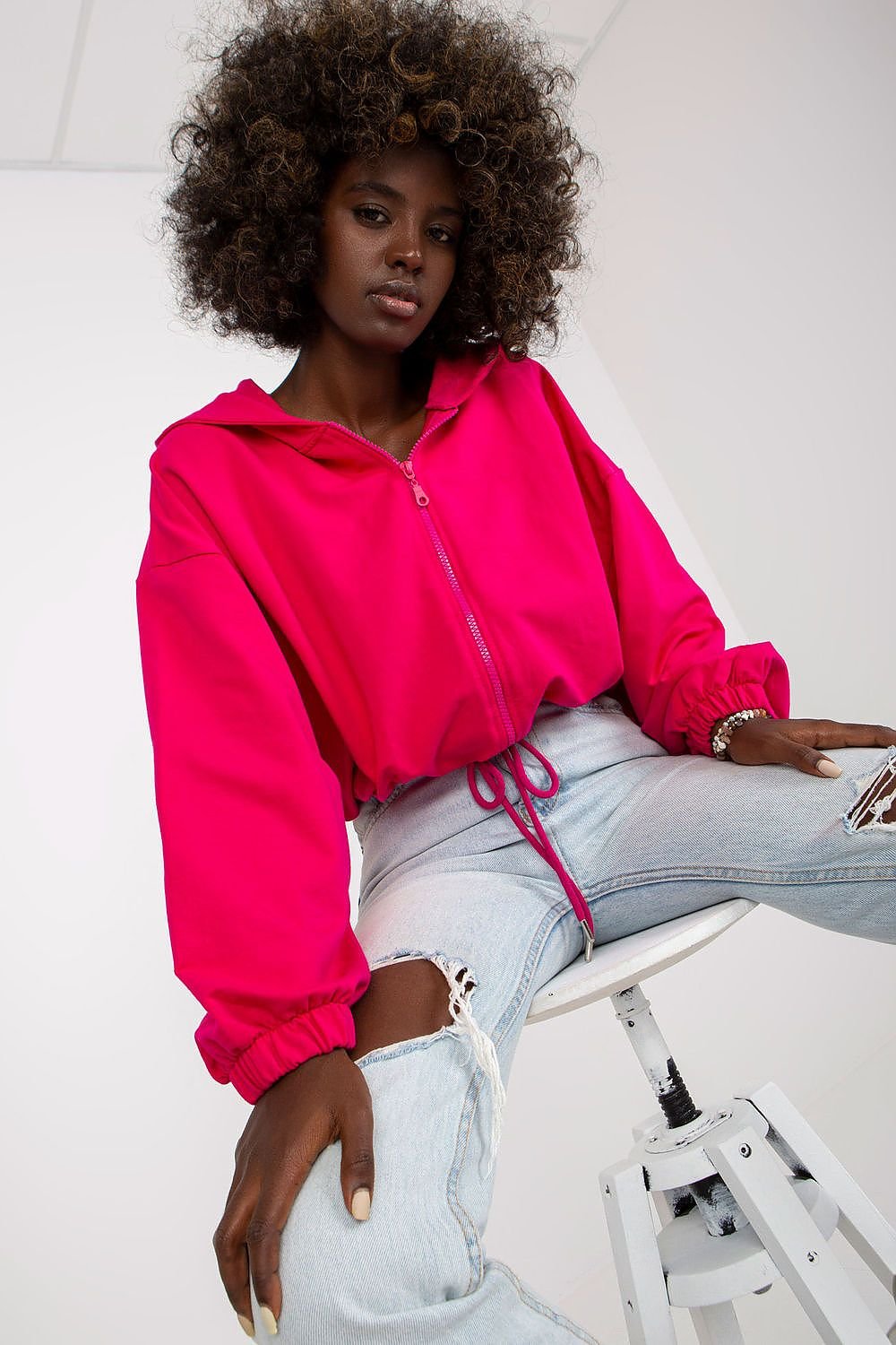Sudadera Fucsia Mujer con Cremallera
