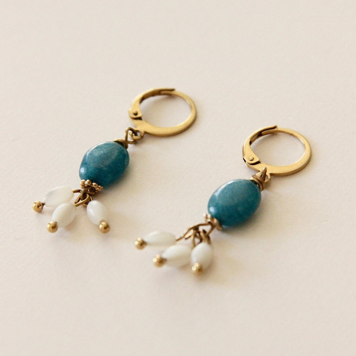 Pendientes Lago de jade africano y nácar