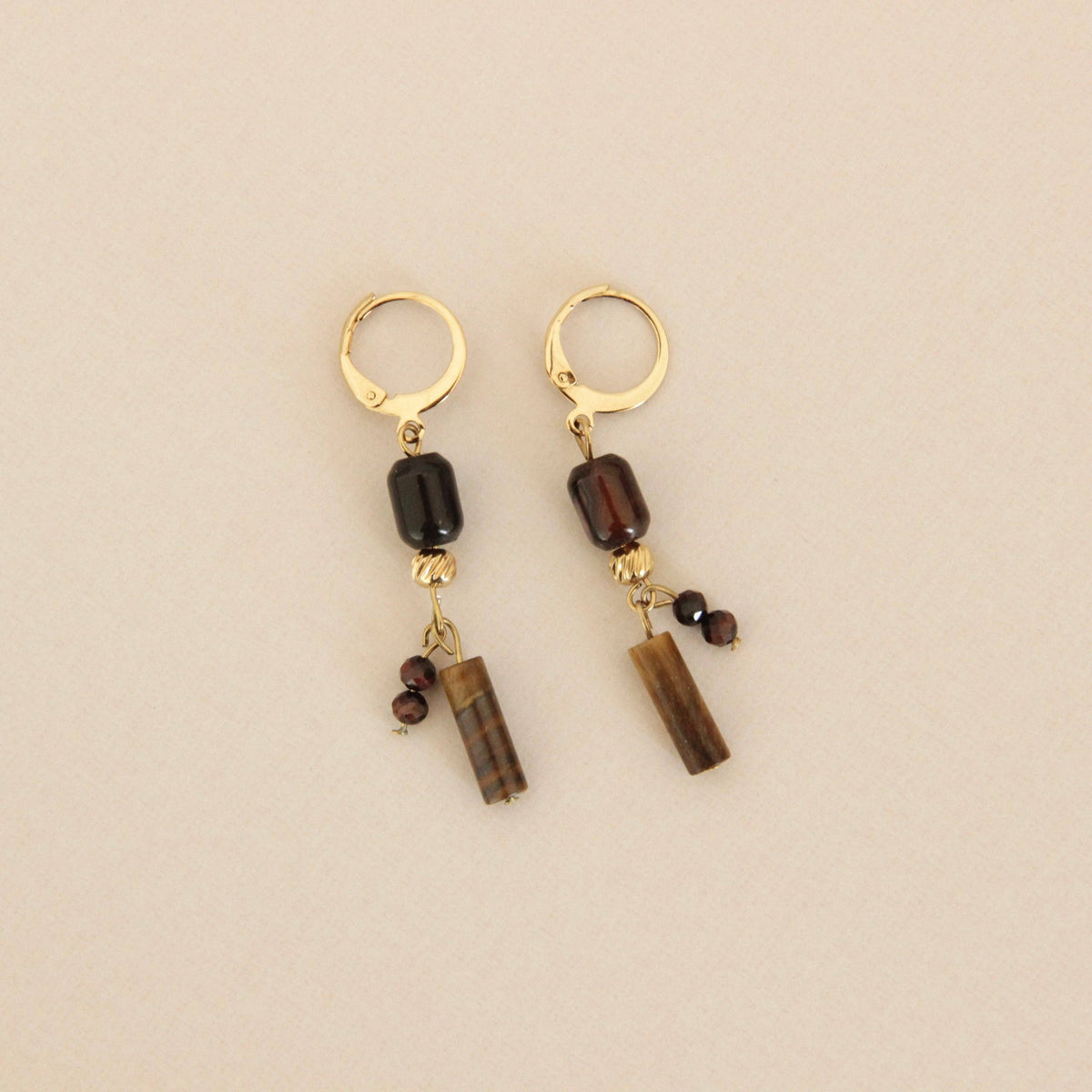 Pendientes mini Pablo de ágata y ojo de tigre