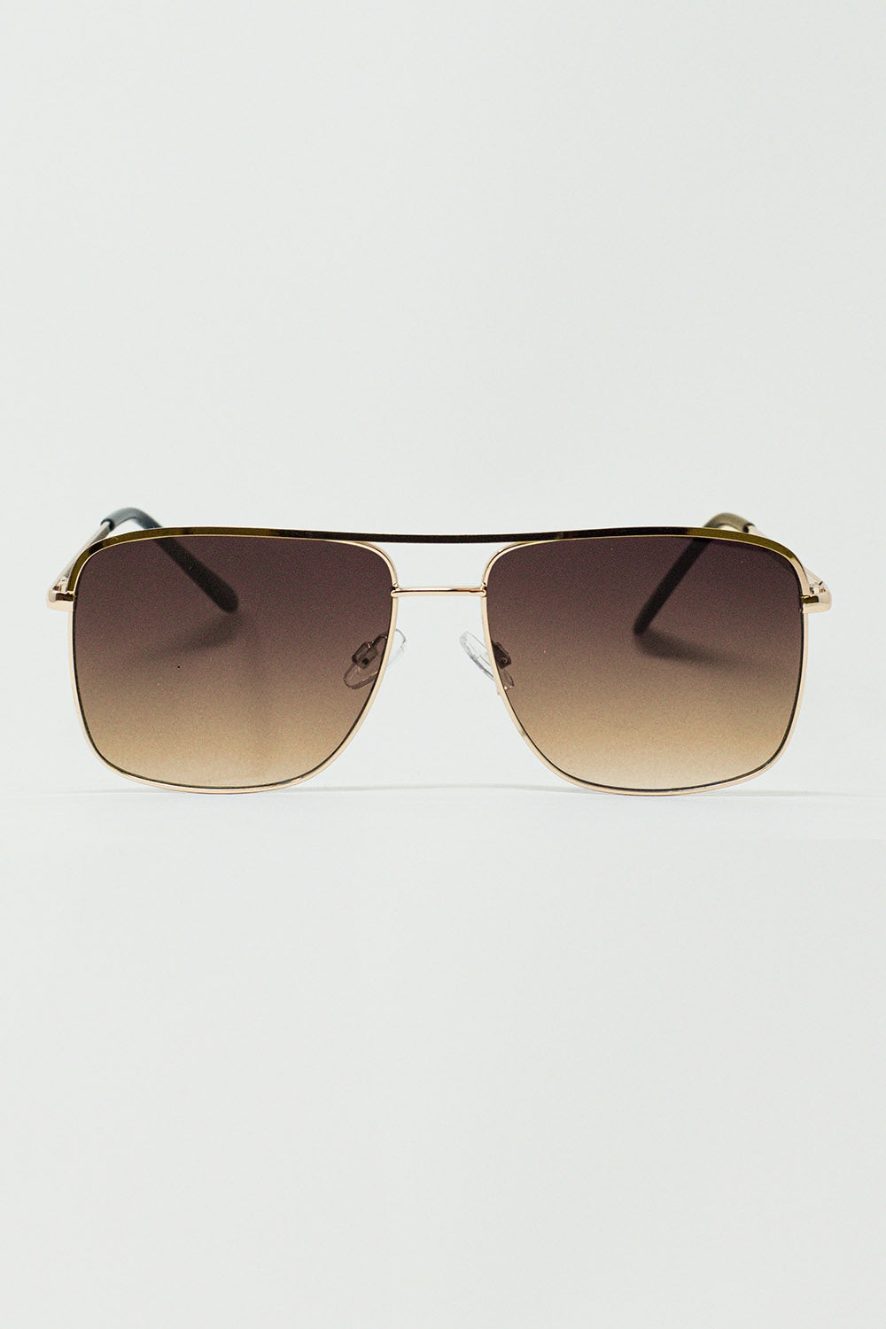 Q2 Gafas de sol Aviator Vintage con borde dorado en color bronce