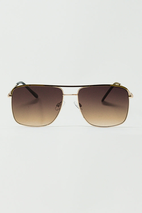 Gafas de sol Aviator Vintage con borde dorado en color bronce