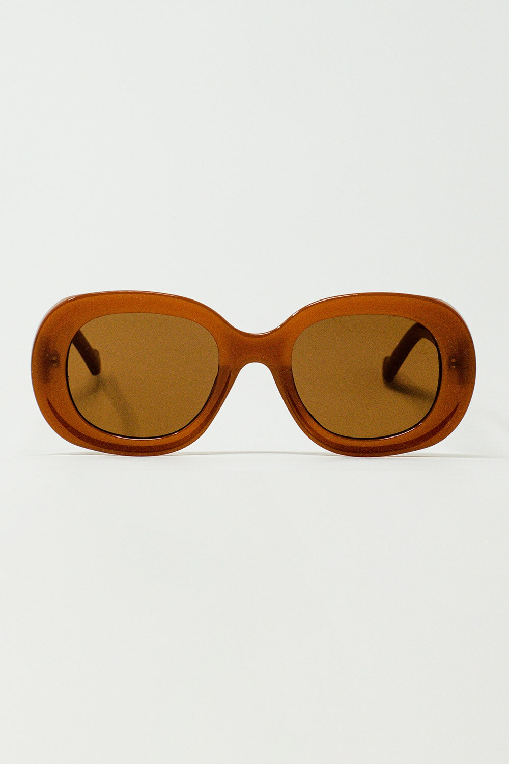 Q2 Gafas de sol circulares y grandes en marron