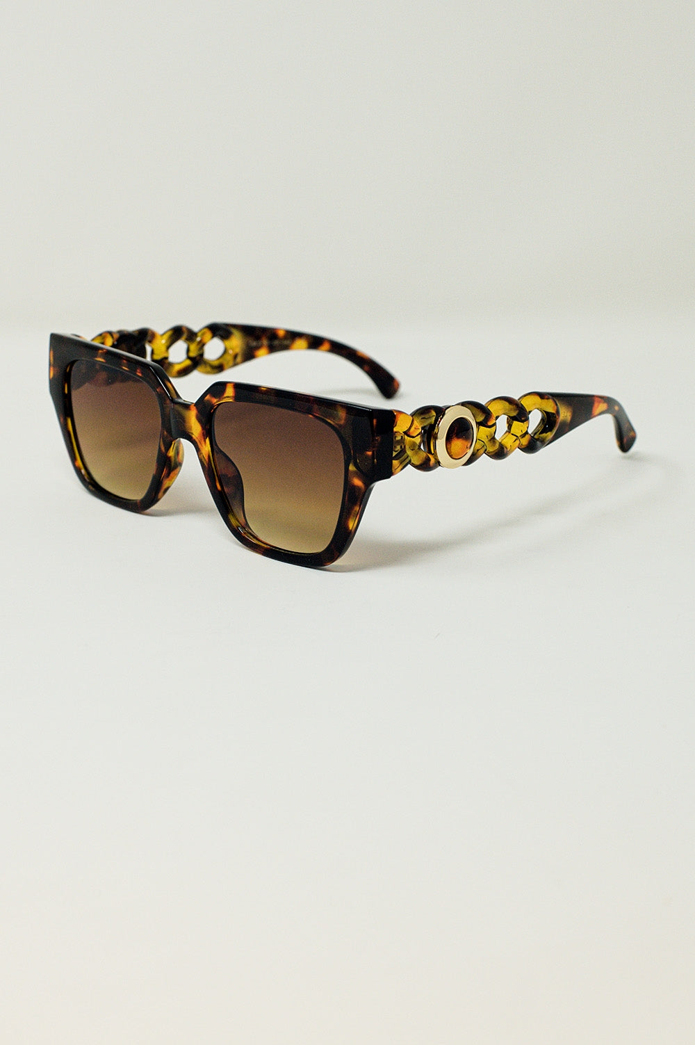Gafas de sol con forma extra grandes en carey antiguo marron