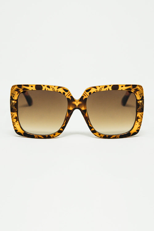 gafas de sol con montura cuadrada animal print
