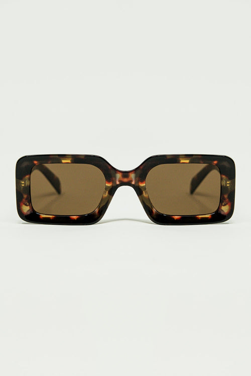 gafas de sol cuadradas con estampado abstracto marrón