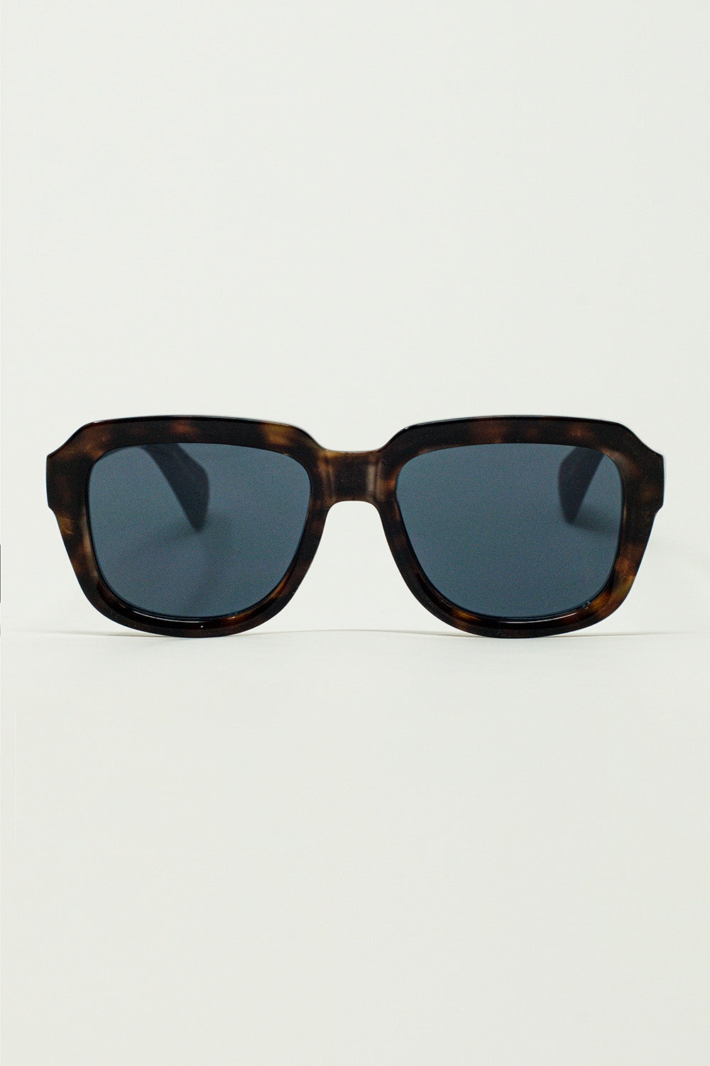 Q2 Gafas de sol cuadradas con montura de carey marrón oscuro