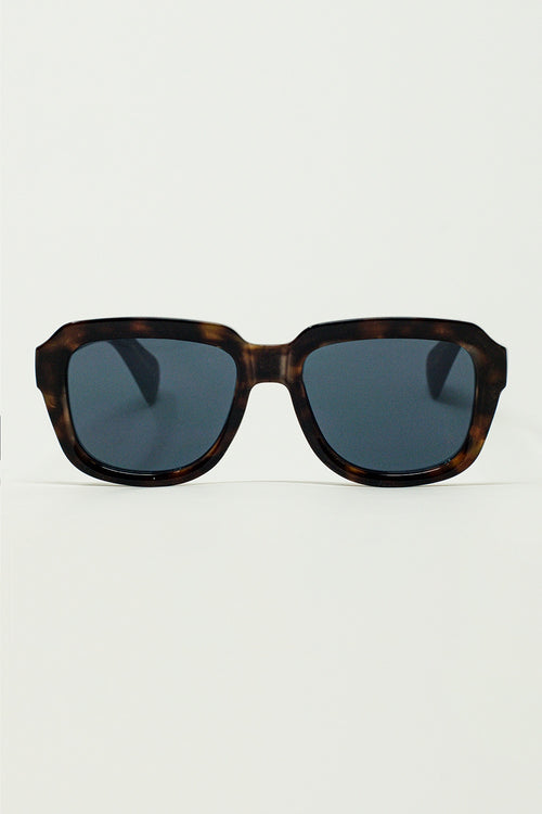 Gafas de sol cuadradas con montura de carey marrón oscuro