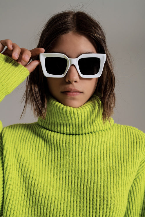 Gafas de sol cuadradas de los 90 en blanco