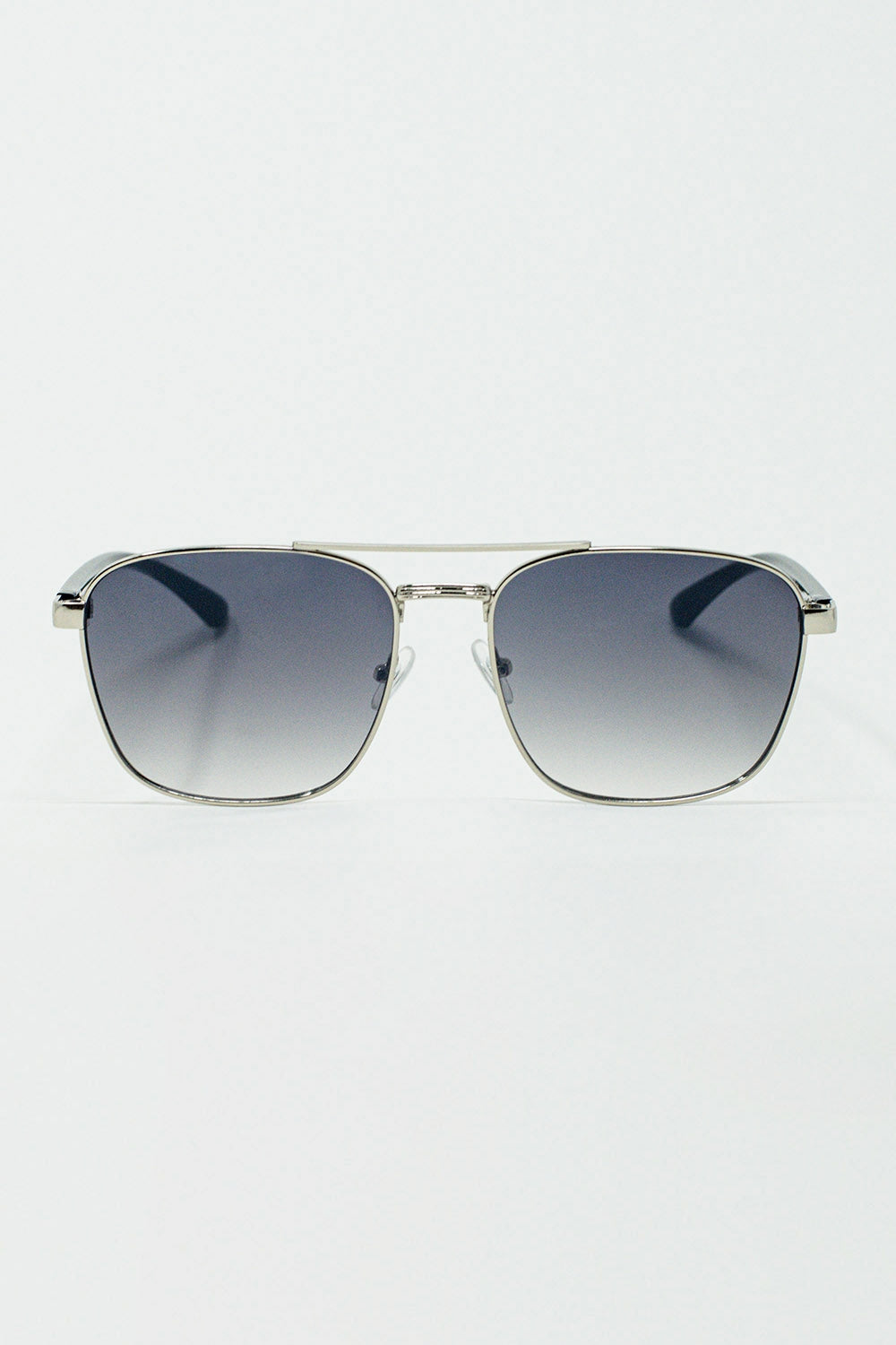 Q2 Gafas de sol cuadradas de metal con lentes ahumadas grises