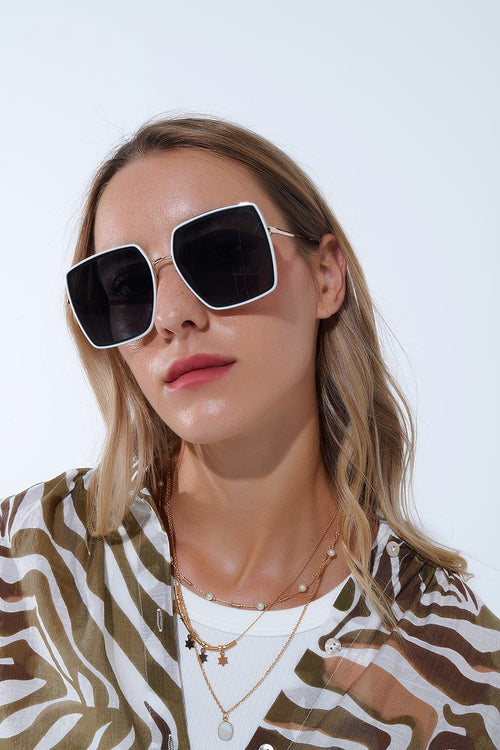 Gafas de sol cuadradas extragrandes en blanco