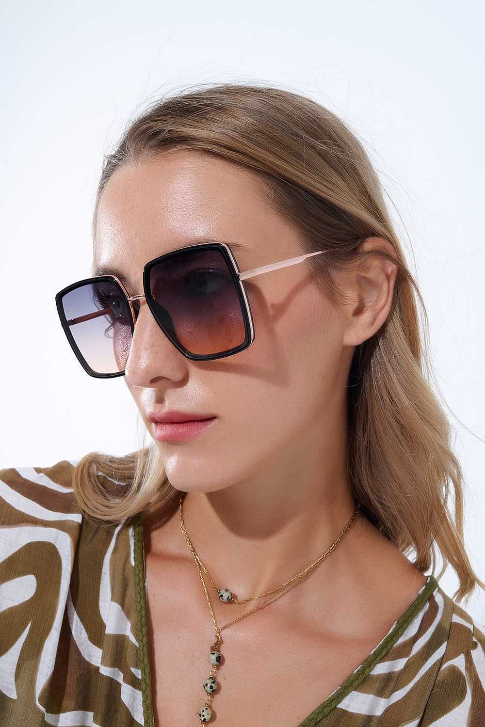 Gafas de sol cuadradas extragrandes en marrón chocolate