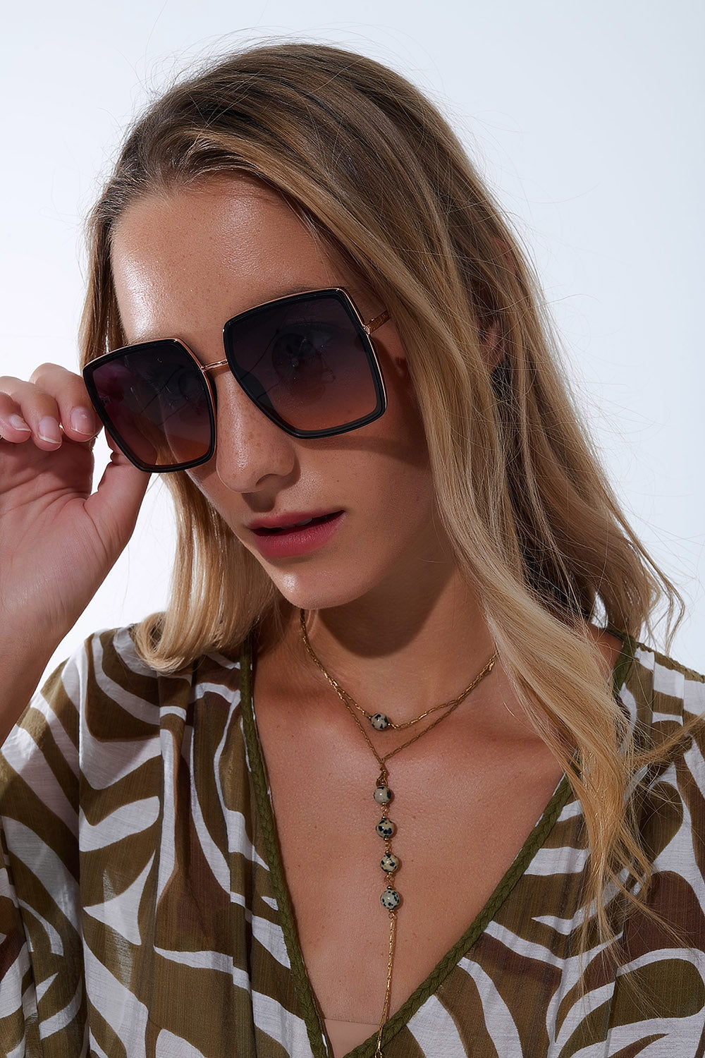Gafas de sol cuadradas extragrandes en marrón chocolate