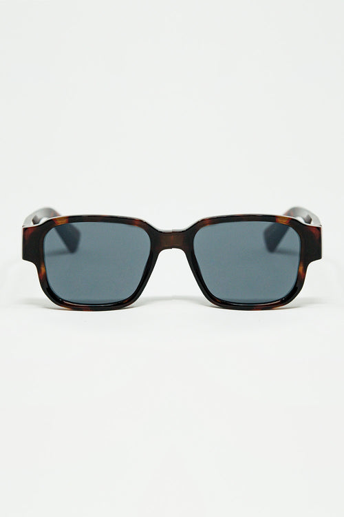 Gafas de sol cuadradas gruesas marrones en gris cristal