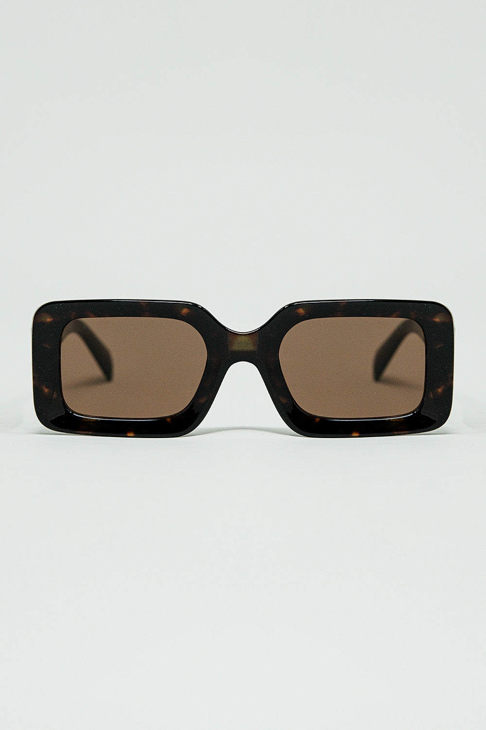 Q2 gafas de sol cuadradas marrones con estampado animal verde en el lateral