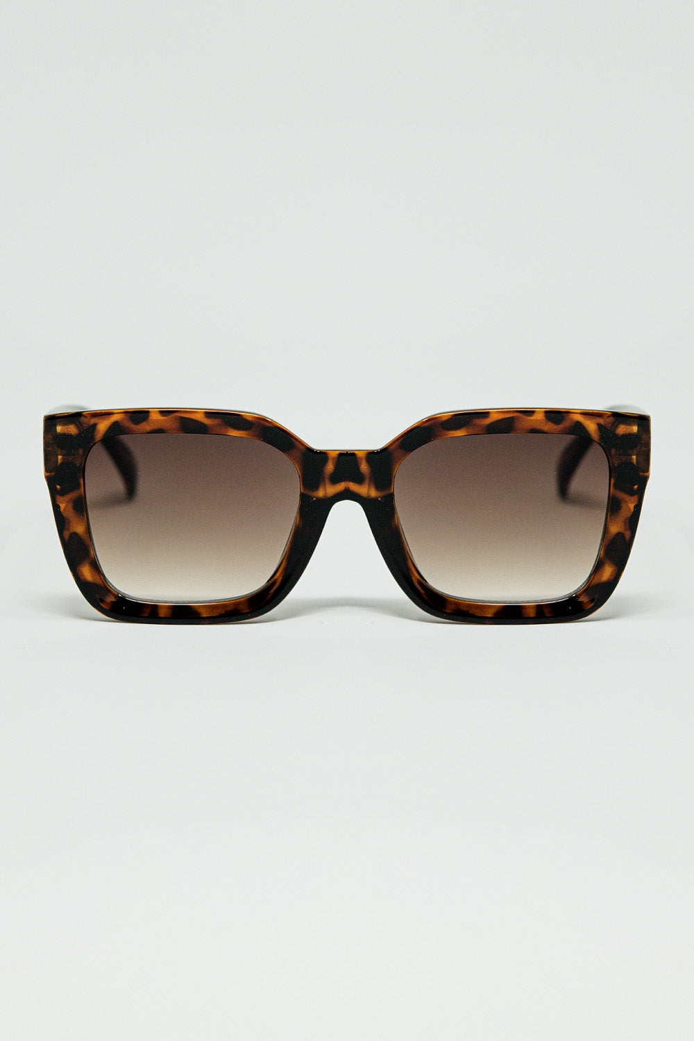 Q2 Gafas de sol cuadradas marrones con estampado animal