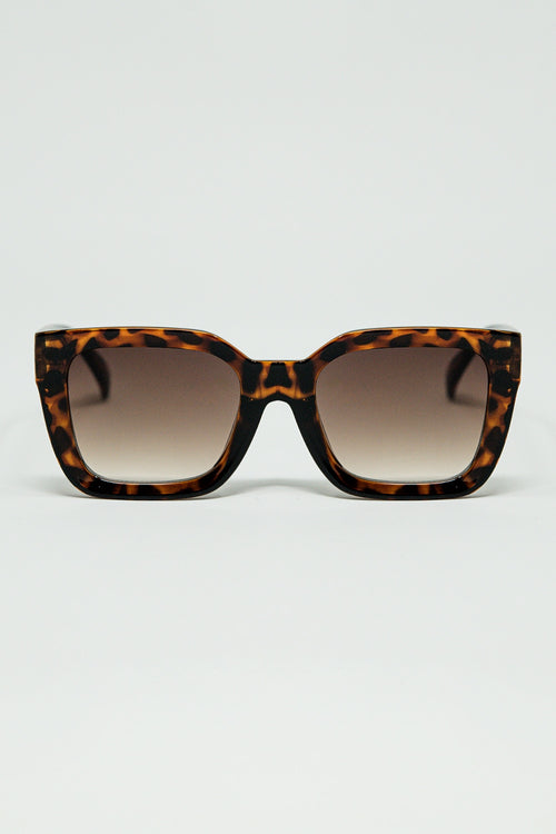 Gafas de sol cuadradas marrones con estampado animal