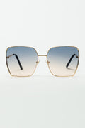 Gafas de sol cuadradas oversize de metal con lentes degradadas azules