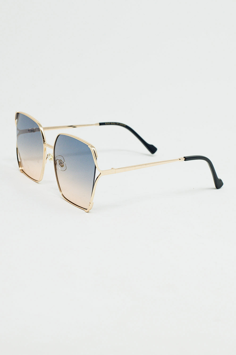 Gafas de sol cuadradas oversize de metal con lentes degradadas azules