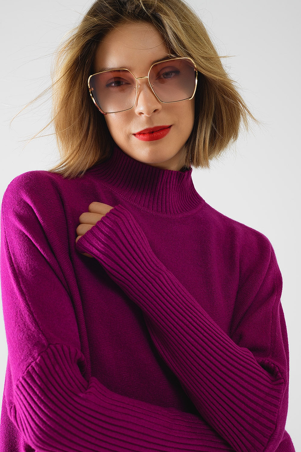Gafas de sol cuadradas oversize de metal con lentes degradadas marrones