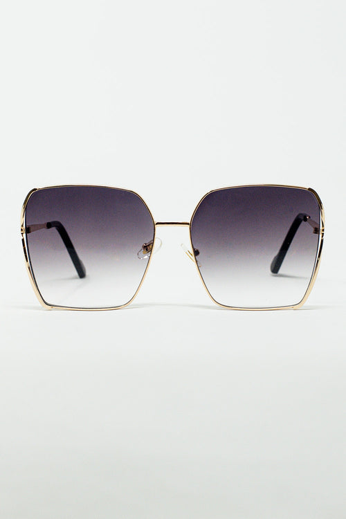 Gafas de sol cuadradas oversize de metal con lentes degradadas negras